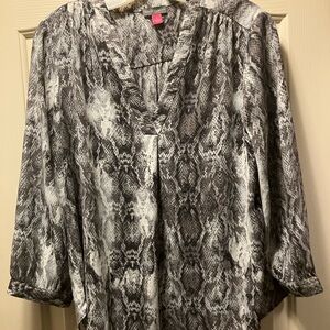 Vince Camuto Black and White Snake Print Blouse